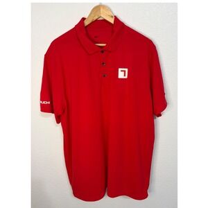 Nike Mens Red Takeuchi Corporate Logo Short Sleeve Golf Polo Shirt XL